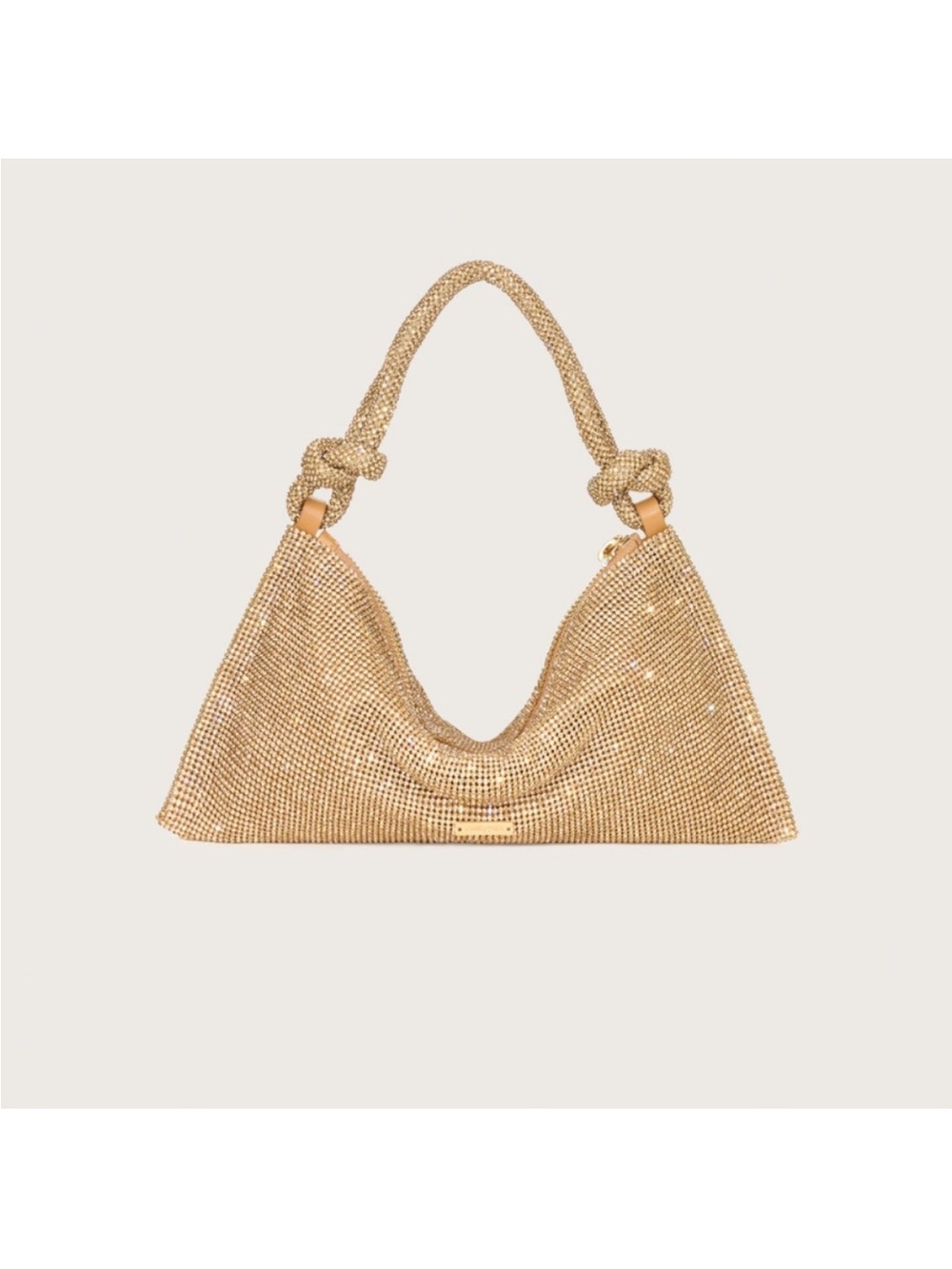 cult gaia Gold Crystal-Embellished Knotted Shoulder Hobo